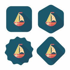 Sailboat flat icon with long shadow eps10 N18