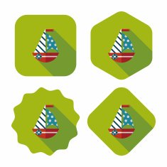 Sailboat flat icon with long shadow eps10 N19