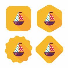 Sailboat flat icon with long shadow eps10 N20