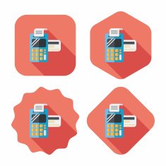 Shopping credit card machine flat icon with long shadow eps10 N7