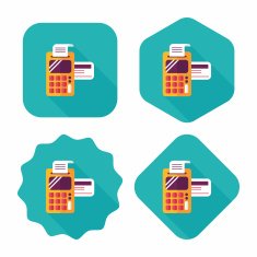 Shopping credit card machine flat icon with long shadow eps10 N8