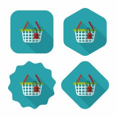 shopping basket flat icon with long shadow eps10 N36
