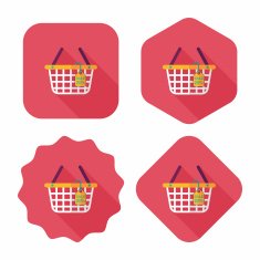 shopping basket flat icon with long shadow eps10 N37
