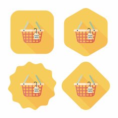 shopping basket flat icon with long shadow eps10 N38