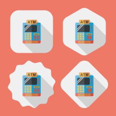 shopping cash register flat icon with long shadow eps10 N30