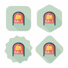 shopping store sale sign flat icon with long shadow eps10 N21