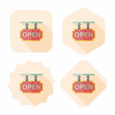 shopping store sign flat icon with long shadow eps10 N107