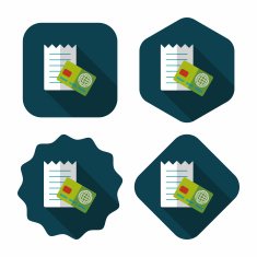shopping credit card bill flat icon with long shadow eps10 N29