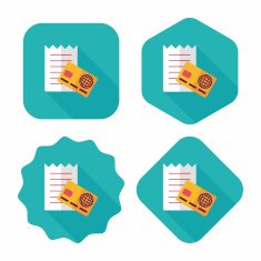 shopping credit card bill flat icon with long shadow eps10 N30