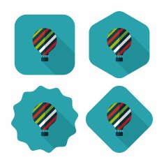 Hot Air Balloon flat icon with long shadow N50