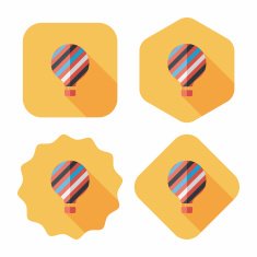 Hot Air Balloon flat icon with long shadow N51