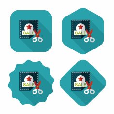 shopping sale coupon flat icon with long shadow eps10 N32