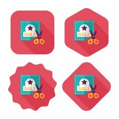 shopping sale coupon flat icon with long shadow eps10 N34