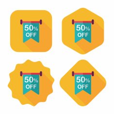 shopping sale sign flag flat icon with long shadow eps10 N46