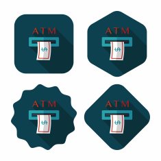 atm flat icon with long shadow N15