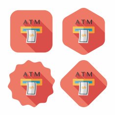 atm flat icon with long shadow N16