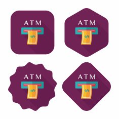 atm flat icon with long shadow N17