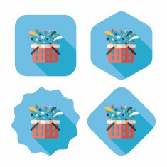 shopping basket flat icon with long shadow eps10 N39