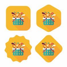 shopping basket flat icon with long shadow eps10 N40
