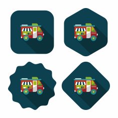 Transportation vendor carts flat icon with long shadow eps10 N19