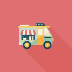 Transportation vendor carts flat icon with long shadow eps10 N25