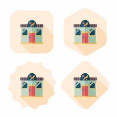 Building restaurant flat icon with long shadow eps10 N37