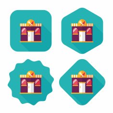 Building restaurant flat icon with long shadow eps10 N39