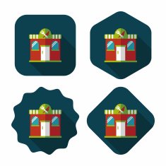 Building restaurant flat icon with long shadow eps10 N44