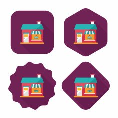 Building restaurant flat icon with long shadow eps10 N48