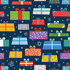 Different color gift boxes seamless background