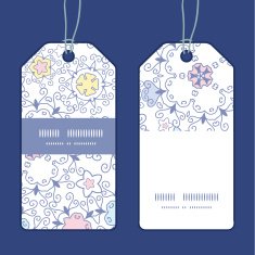 Vector ornamental abstract swirls vertical stripe frame pattern tags set