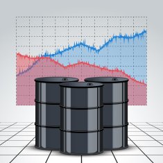 Oil barrels on the price chart background N5