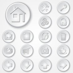 Vector abstract white round paper icon set N2