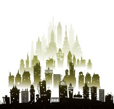 City background made of building silhouettes N5