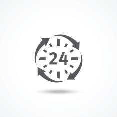 Open 24 hours a day icon