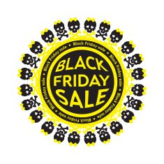 Black Friday Sale scull circle icon White background