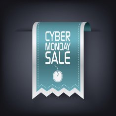 Cyber Monday sale vertical ribbon element for websites advertisement