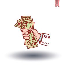Bank icon money hat hand drawn illustration