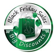 Green round label for Black Friday celebration day