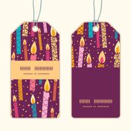 Vector colorful birthday candles vertical stripe frame pattern tags set