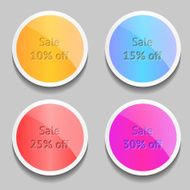 Cute vector labels with shine and shadow