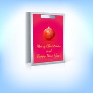 Paper bag red Christmas ball with greeting inscription