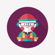 Coffee shop clerk flat icon with long shadow eps10 N23
