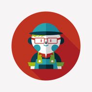 Coffee shop clerk flat icon with long shadow eps10 N24