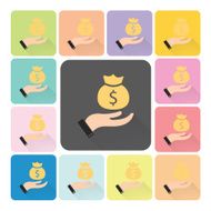 Hand holding money Icon color set vector illustration