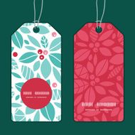 Vector christmas holly berries vertical round frame pattern tags set