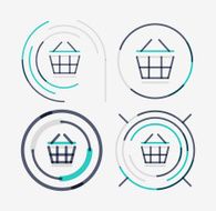 Thin line neat design icon set shopping cart N2