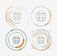 Thin line neat design icon set shopping cart N3