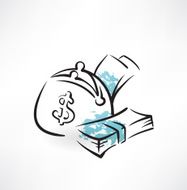 wallet with money grunge icon N2