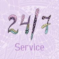 Hand drawn doodle service around the clock N2
